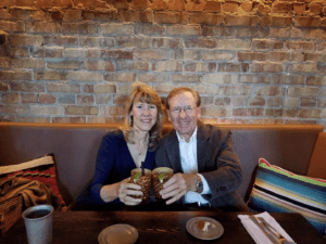 Don and Peggy at a restaurant